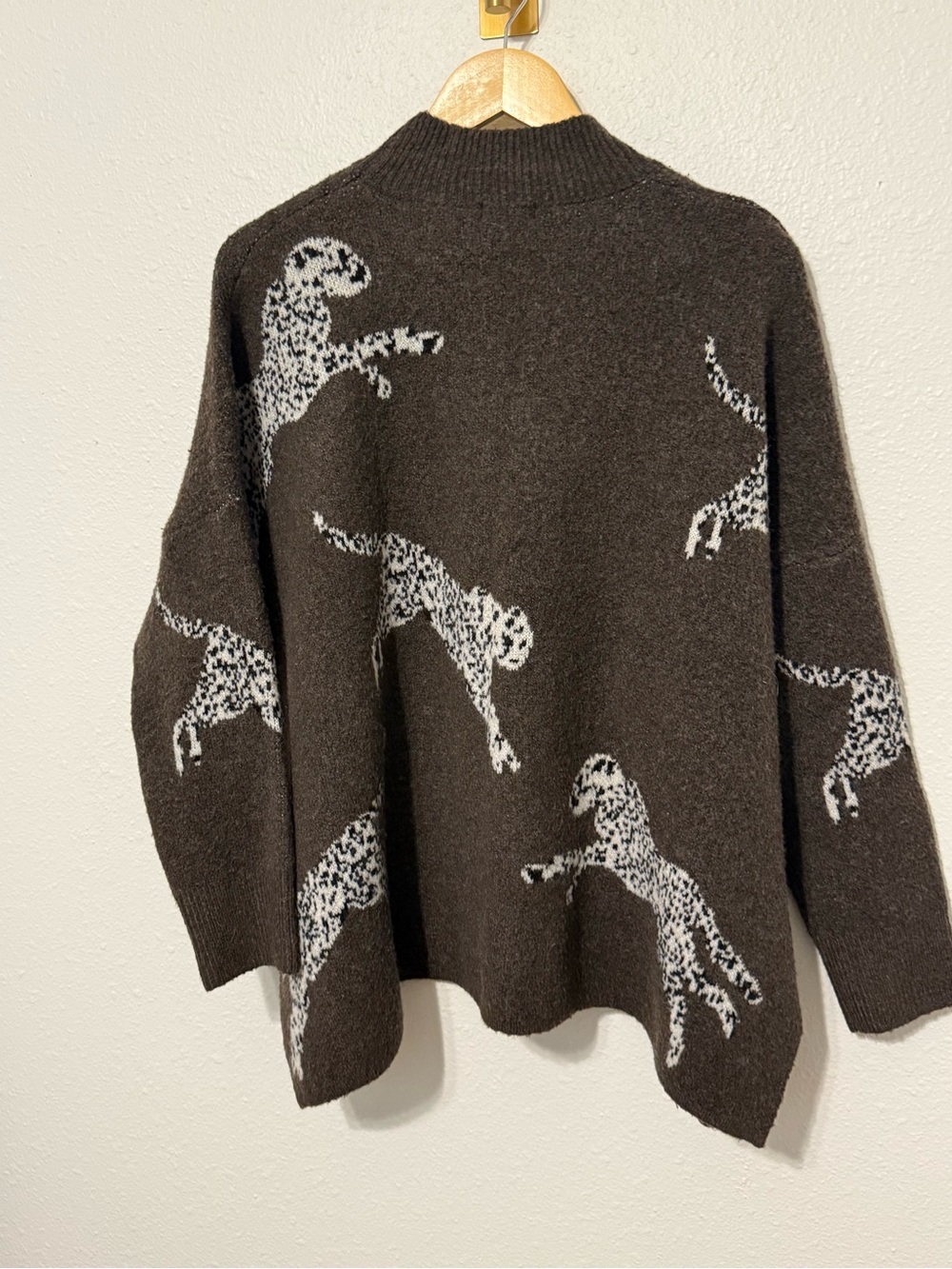 Cozy Chocolate Brown Leopard-Print Knit Sweater